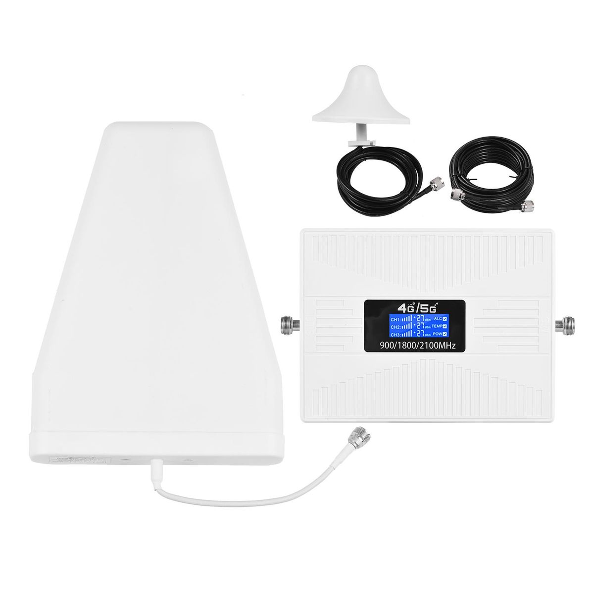 Signal Booster Kit Phone Signal Amplifier Cell Phone Signal Booster Mobile Signal Repeater Tri Band Signal Booster Repeater with Logarithmic Period Antenna Omni-directional Ceiling Antenna 2G 3G 4G Cell Phone Signal Amplifier