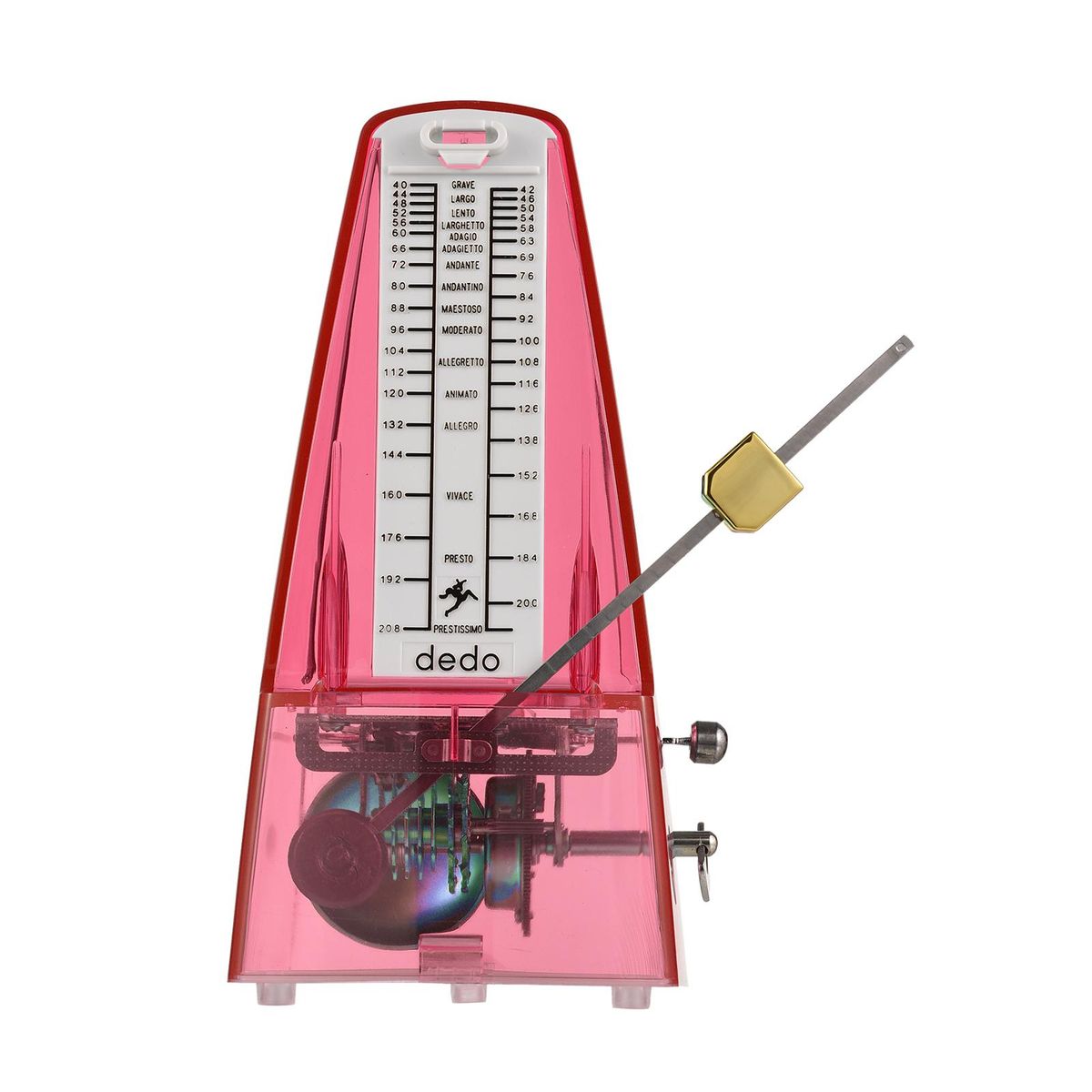 Transparent Mechanical Metronome with Bell Universal Wind up Metronome with Loud Sound Beat Selection Speed Control for Guitar Piano Violin Drum