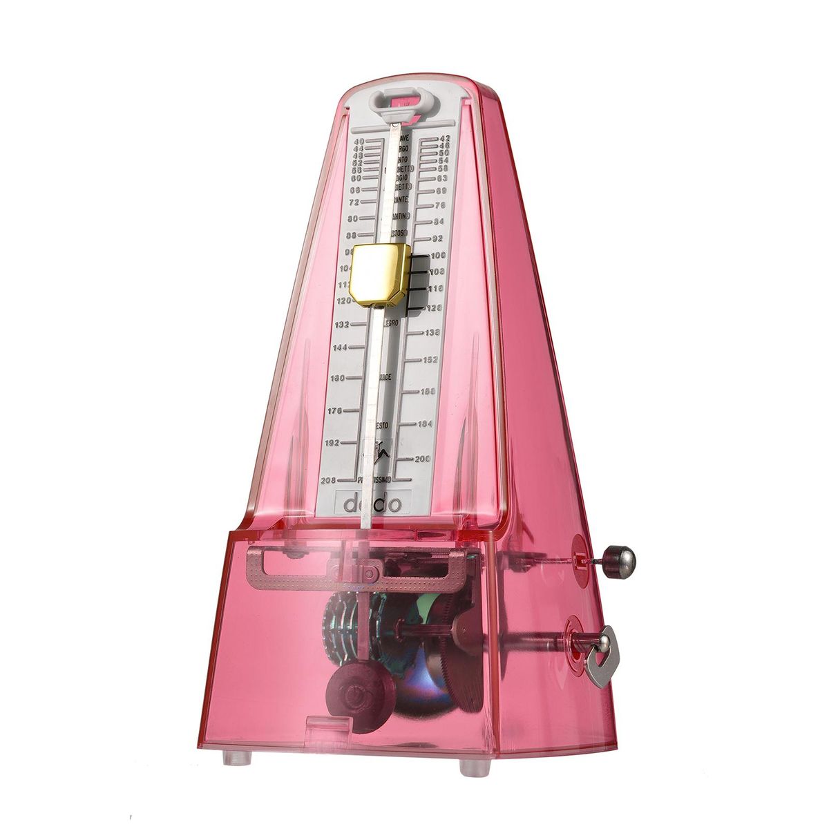 Transparent Mechanical Metronome with Bell Universal Wind up Metronome with Loud Sound Beat Selection Speed Control for Guitar Piano Violin Drum