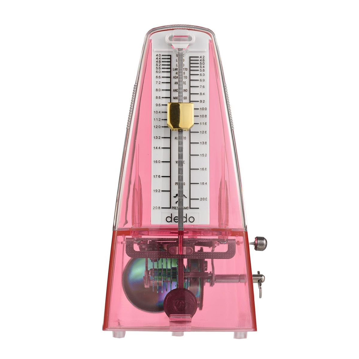 Transparent Mechanical Metronome with Bell Universal Wind up Metronome with Loud Sound Beat Selection Speed Control for Guitar Piano Violin Drum