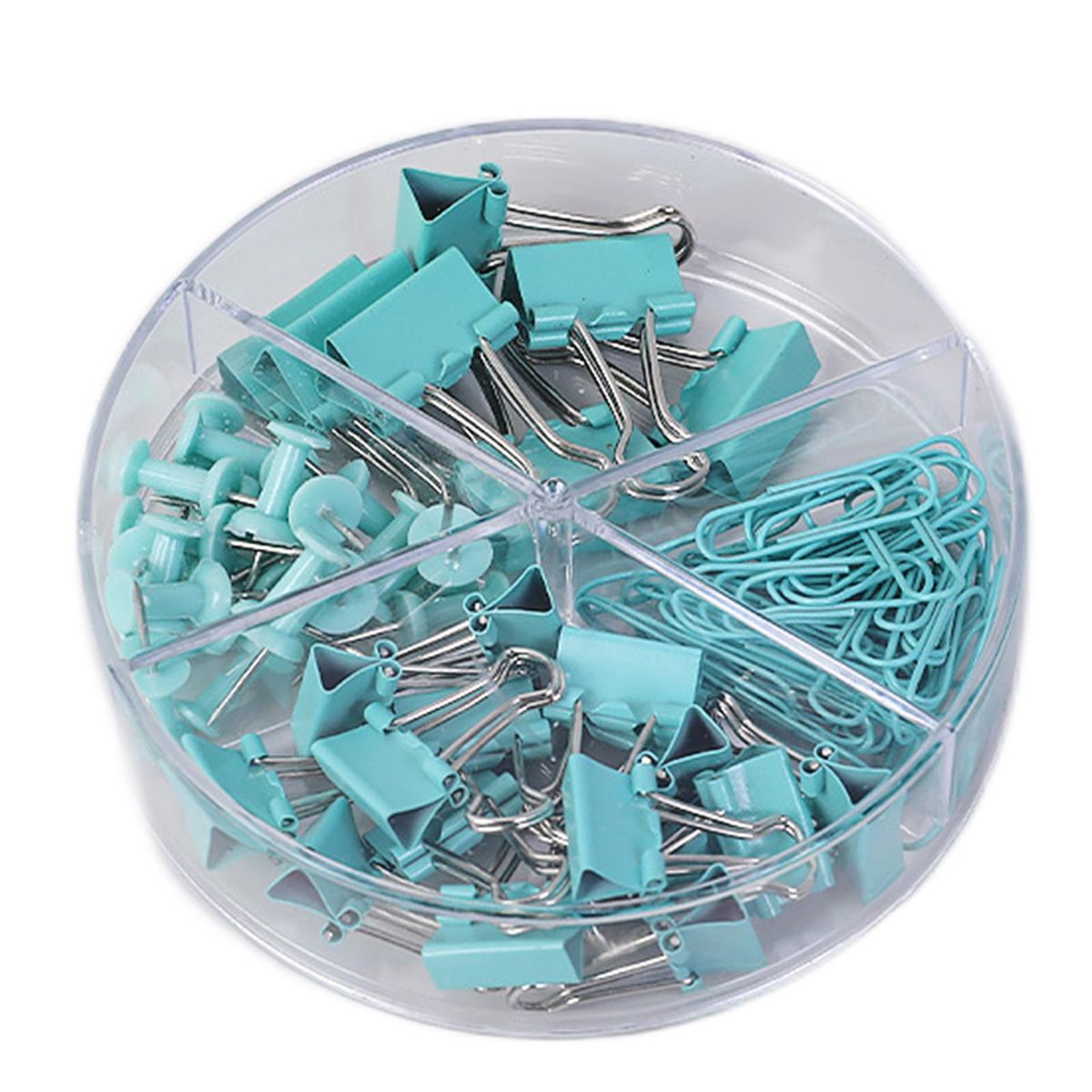 Binder Clips And Paper Clips Push Pins Tacks Set Blue
