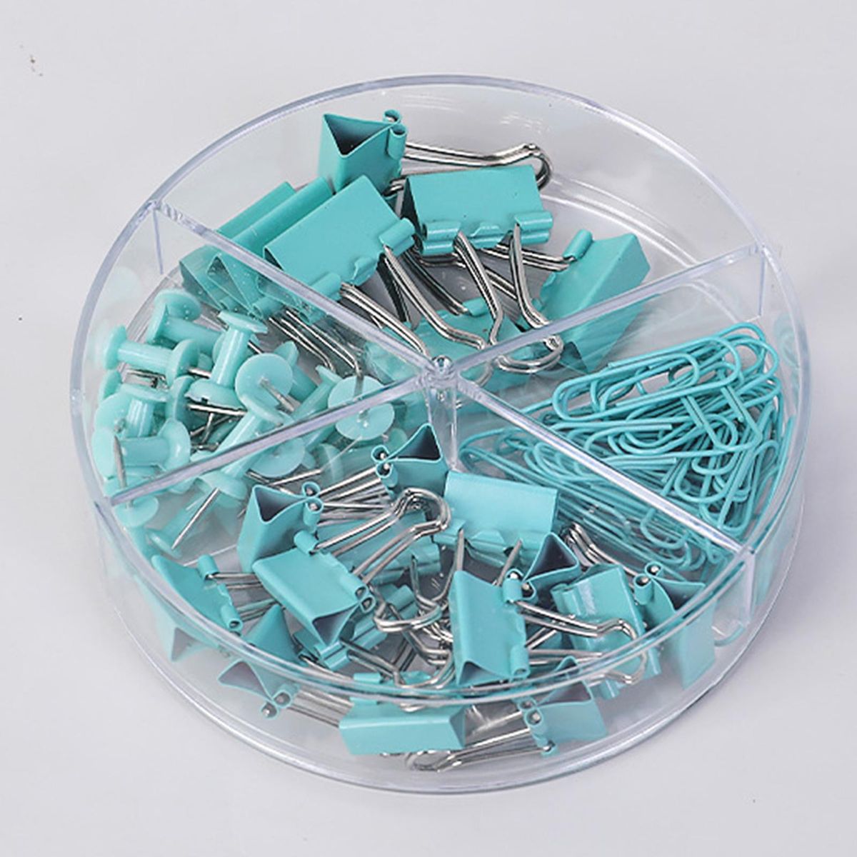 Binder Clips And Paper Clips Push Pins Tacks Set Blue