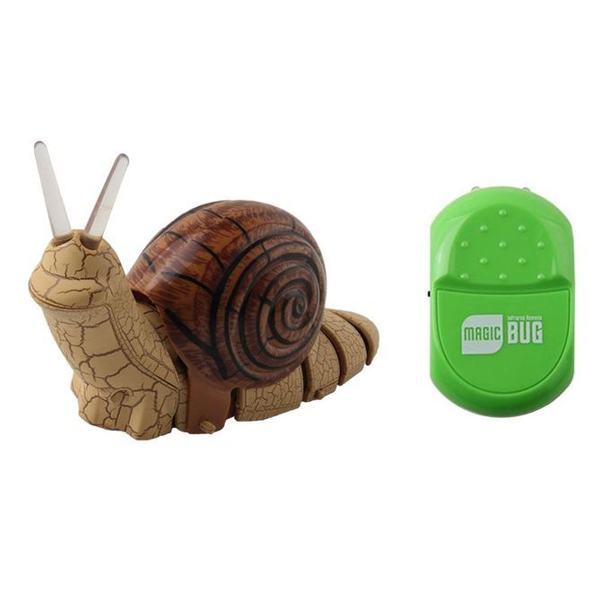 Funny Remote Control Realistic Squirmy Snail Electric Toy Khaki