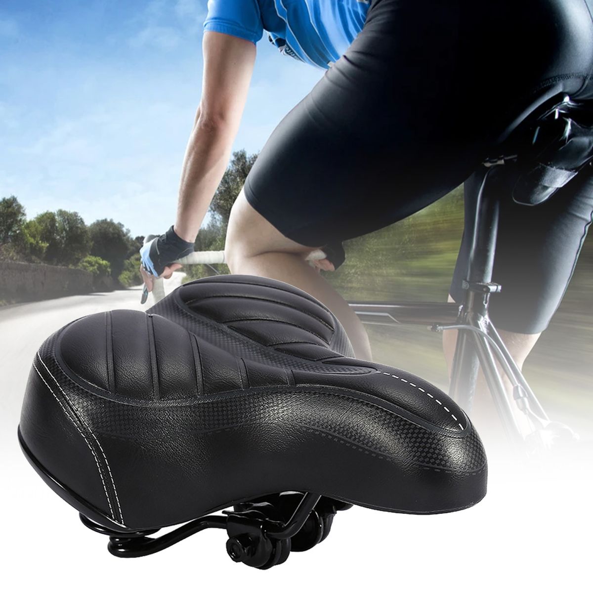 Wide Big Bike Saddle Seat Shockproof Wear-resistant Soft