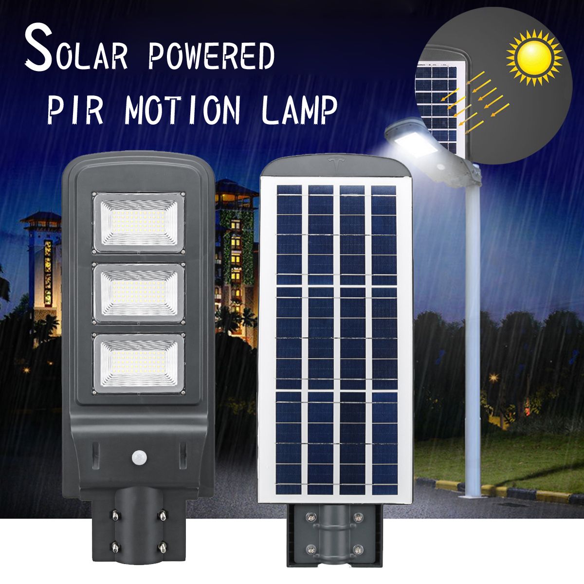 1PC All-in-one 60W Solar Powered Lamp Solar Panel Lighting Light Control + PIR Motion Sensor Waterproof For Outdoor Street Light