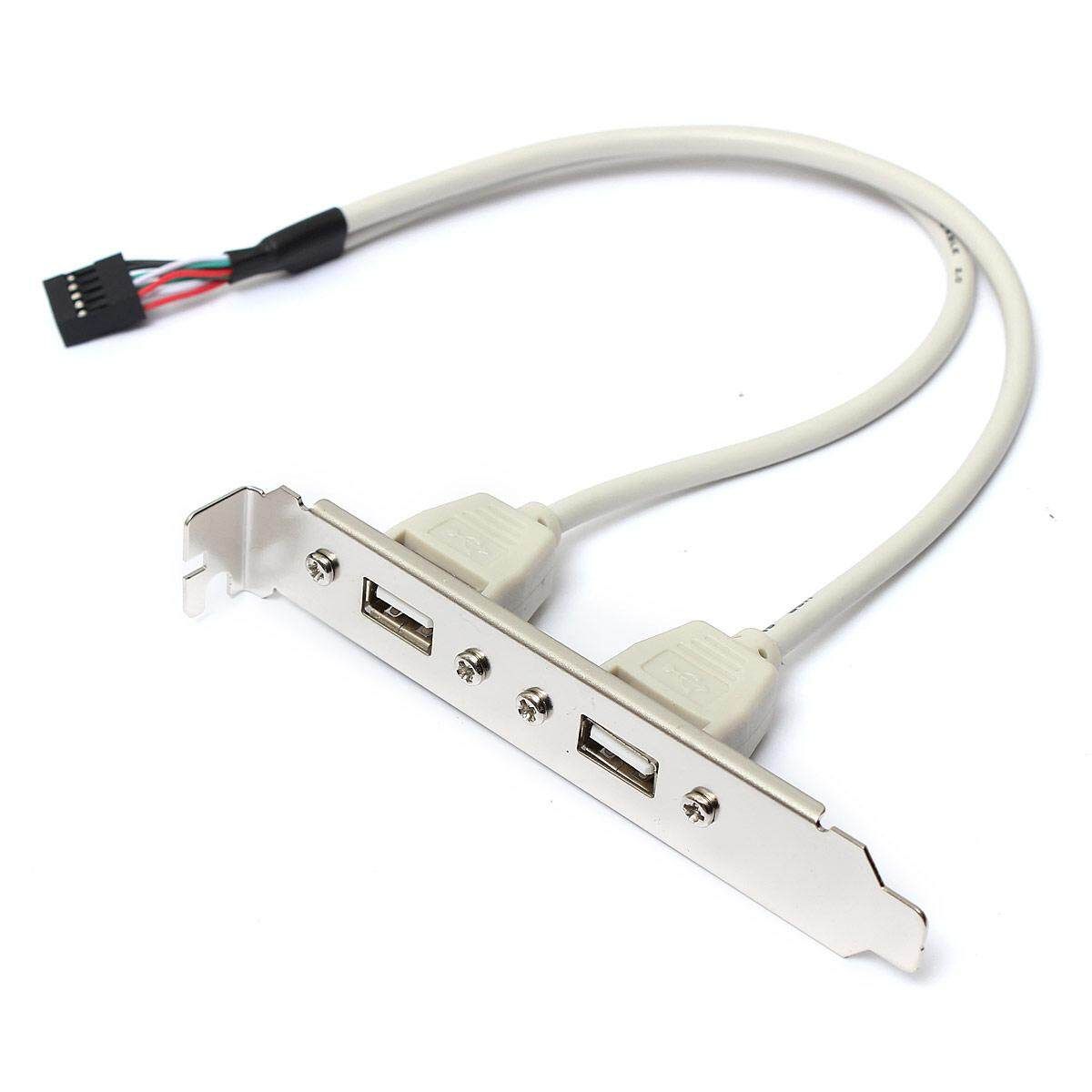 2pcs 2 Port USB 2.0 Header Host Adapter Rear Panel Cable Holder Bracket Motherboard