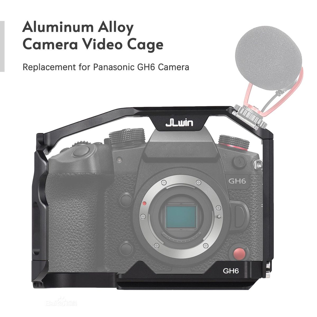 JLwin Protective Camera Cage Aluminum Alloy with Cold Shoe Mount Magnetic Wrench Slot Numerous 1/4in And 3/8in Threaded Holes Compatible with Panasonic GH6 Camera