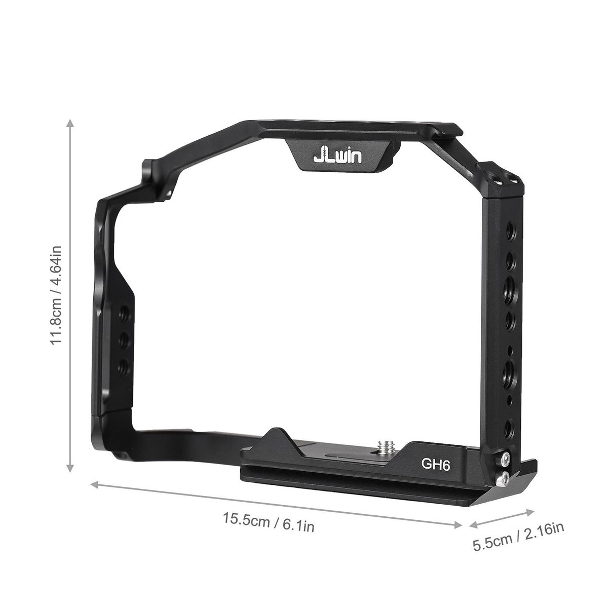 JLwin Protective Camera Cage Aluminum Alloy with Cold Shoe Mount Magnetic Wrench Slot Numerous 1/4in And 3/8in Threaded Holes Compatible with Panasonic GH6 Camera