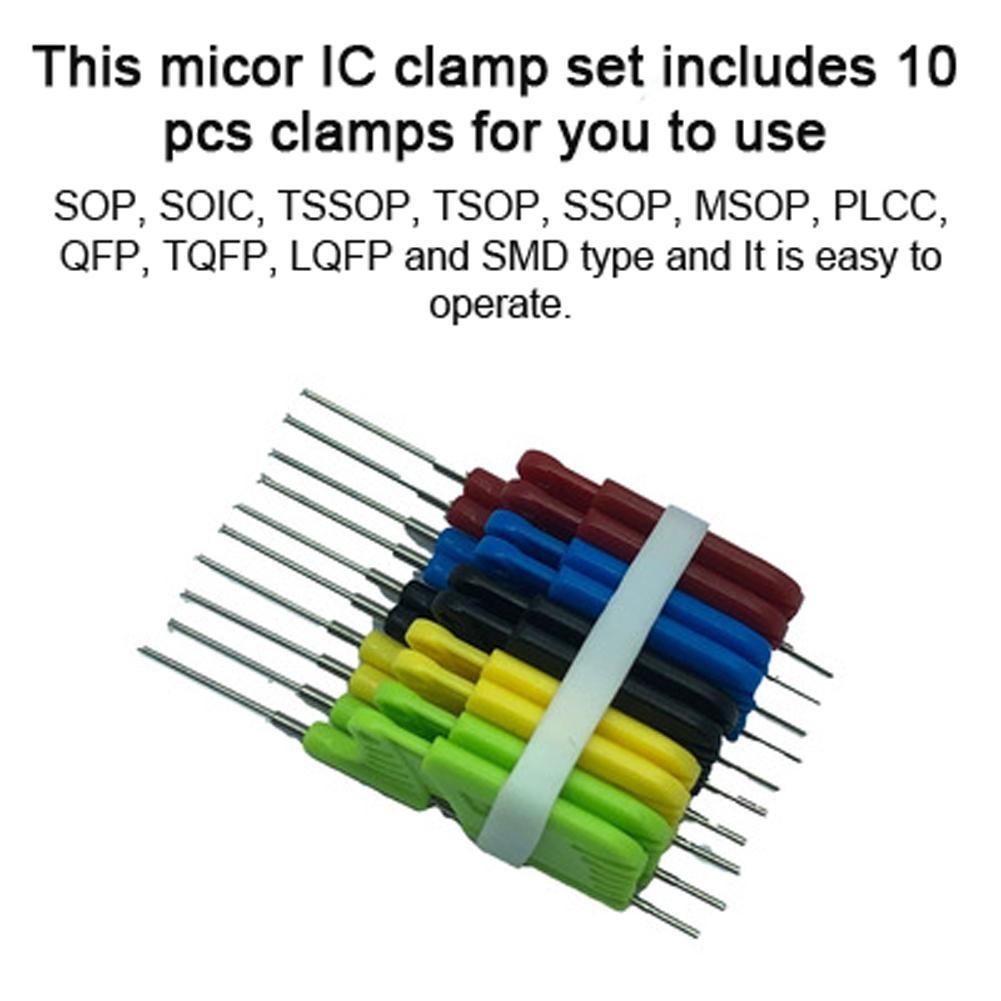 10pcs/set Universal Micro Integrated Circuit Clamp SOP SOIC TSSOP TSOP SSOP MSOP PLCC QFP TQFP LQFP Surface Mount Device Test Clip Pin Socket