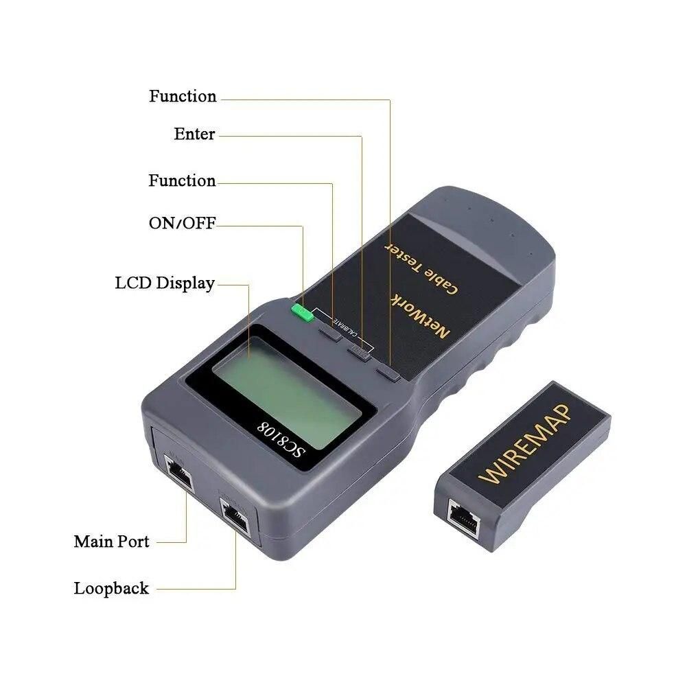Portable Network LAN Length Cable Tester Meter Digital Network LAN Phone Cable Tester & Meter With LCD Display 5E 6E CAT5 RJ45