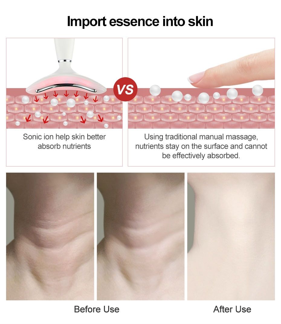 Remove Double Chin Neck Massager Face Lifting Tool Beauty Device Lifting Remove Wrinkle Line LED Photon Therapy Sonic Vibration
