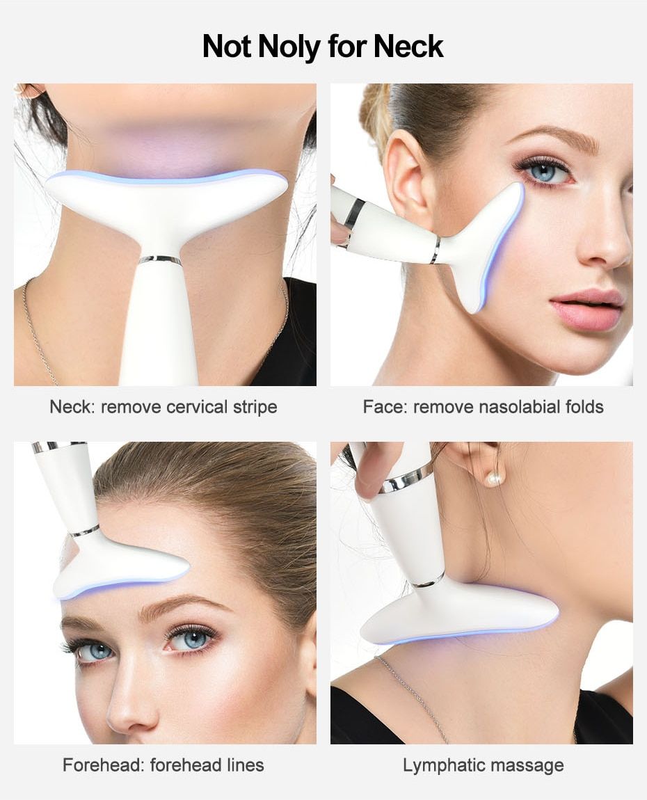 Remove Double Chin Neck Massager Face Lifting Tool Beauty Device Lifting Remove Wrinkle Line LED Photon Therapy Sonic Vibration