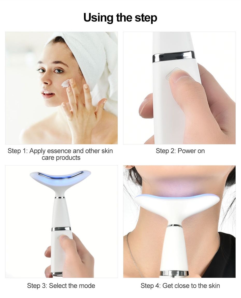 Remove Double Chin Neck Massager Face Lifting Tool Beauty Device Lifting Remove Wrinkle Line LED Photon Therapy Sonic Vibration
