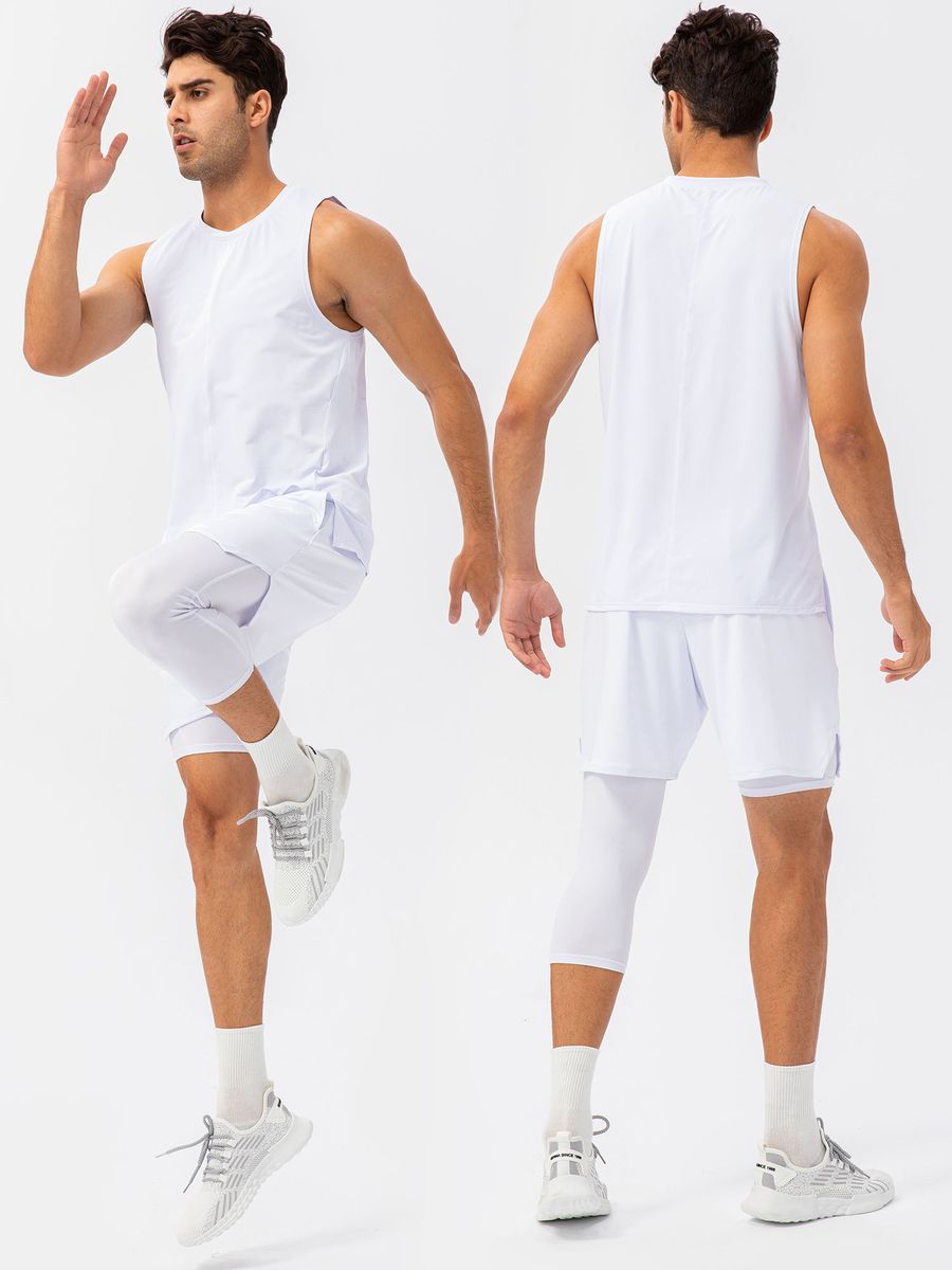 Men One Leg Leggings For Basketball Side Pockets Fitness