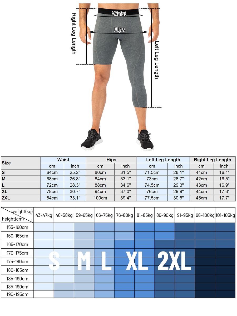 Men One Leg Leggings For Basketball Side Pockets Fitness