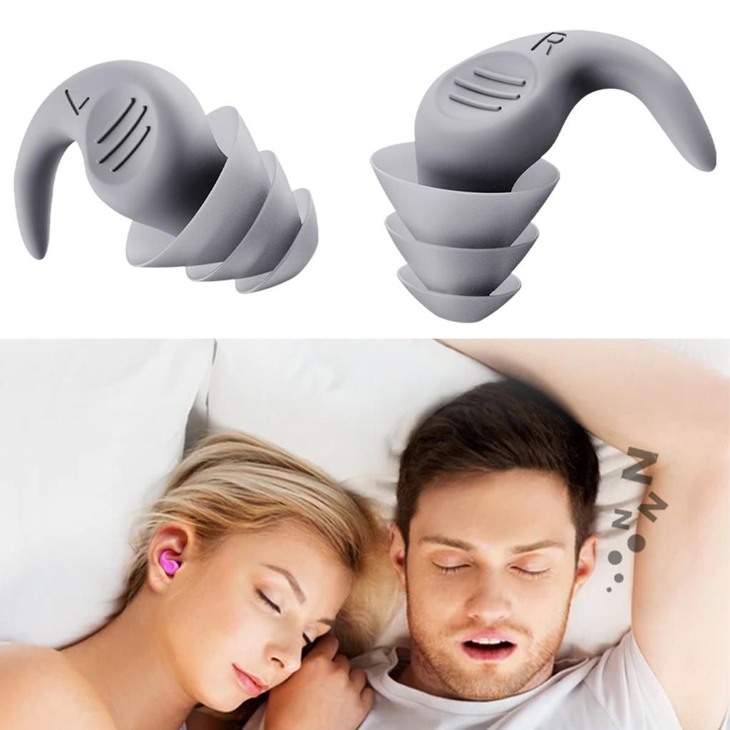 Noise Reduction Ear Plugs Silicone Sound Blocking For Sleep Grey