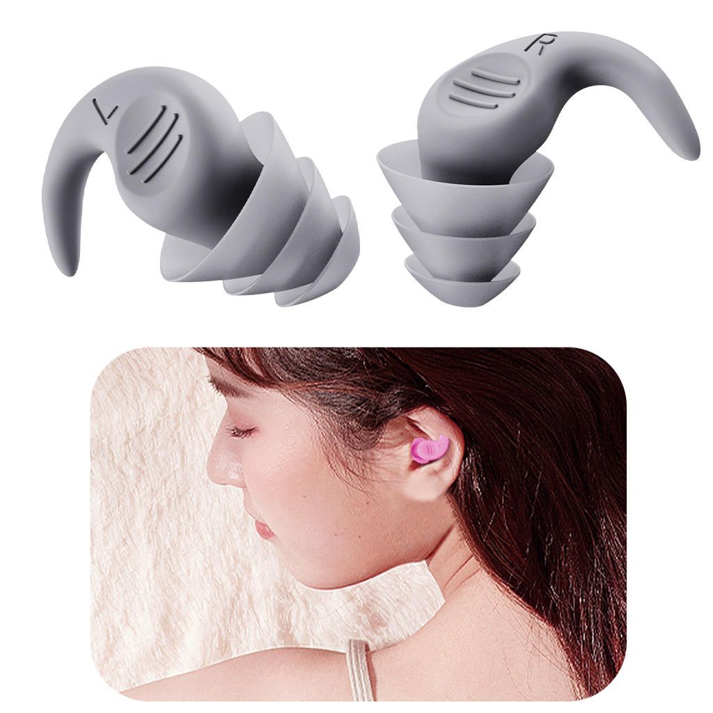 Noise Reduction Ear Plugs Silicone Sound Blocking For Sleep Grey