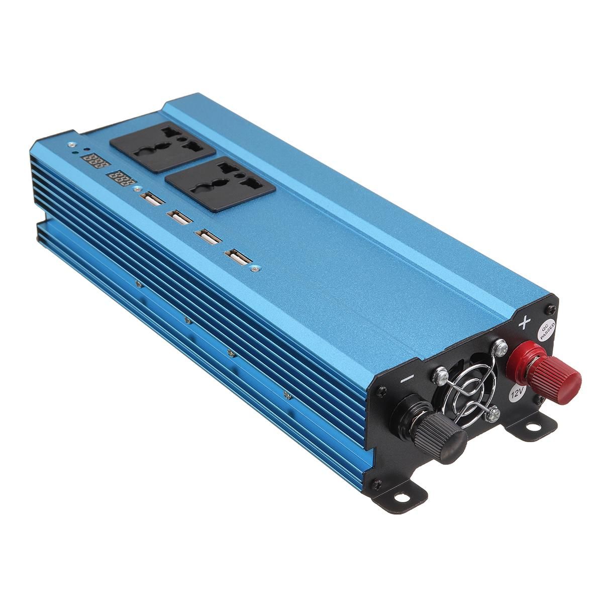 5000W Solar Power Inverter 12V-220V AC 4 USB Sine Wave Converter-12V-220V Blue 5000W