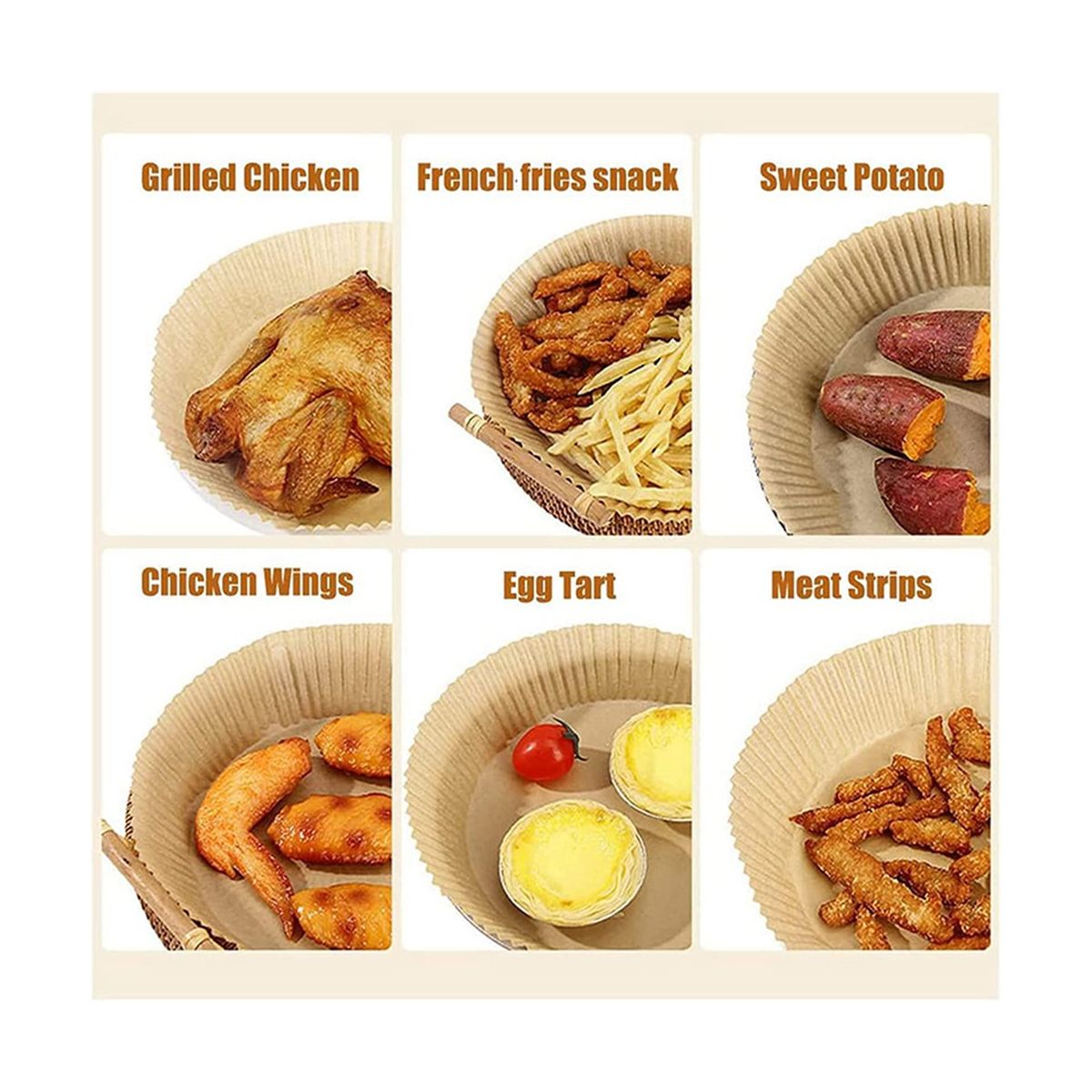 100PCS AirFryer Paper Disposable Non-Stick Round Oven Pan Oil-Proof Household BBQ Plate Liner Kitchen Baking Accessories