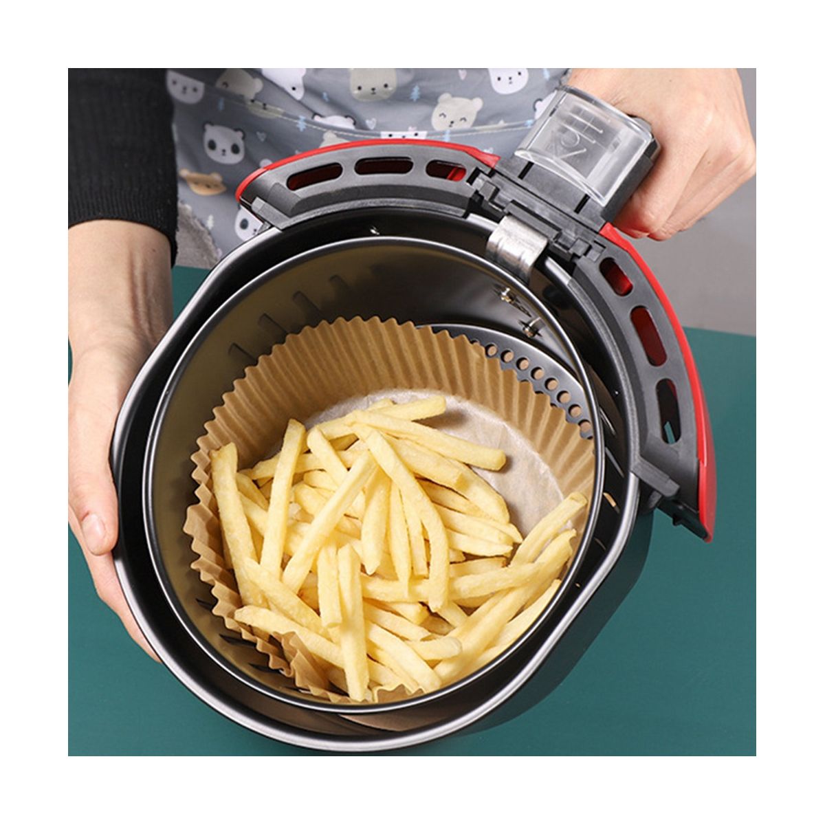 100PCS AirFryer Paper Disposable Non-Stick Round Oven Pan Oil-Proof Household BBQ Plate Liner Kitchen Baking Accessories