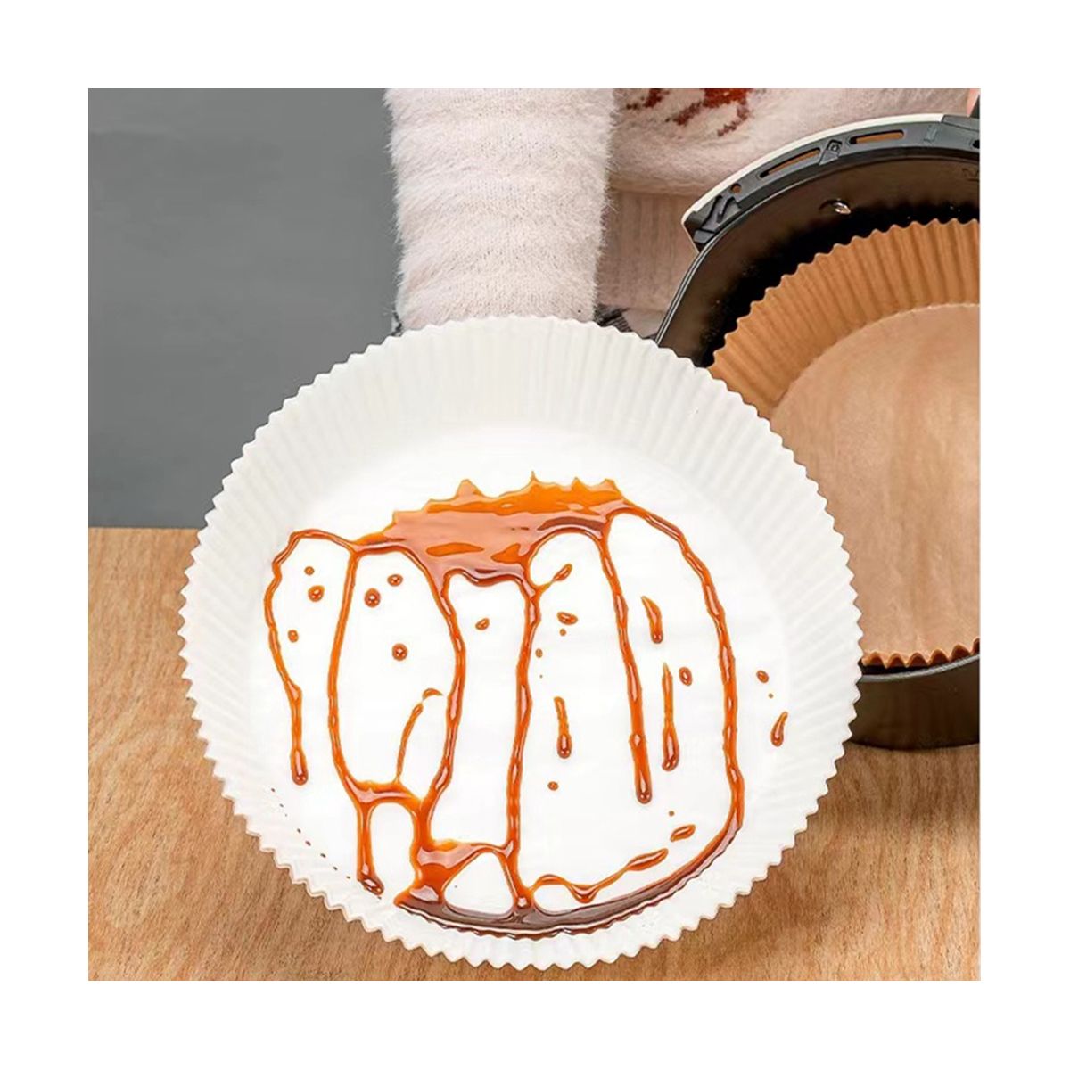 100PCS AirFryer Paper Disposable Non-Stick Round Oven Pan Oil-Proof Household BBQ Plate Liner Kitchen Baking Accessories