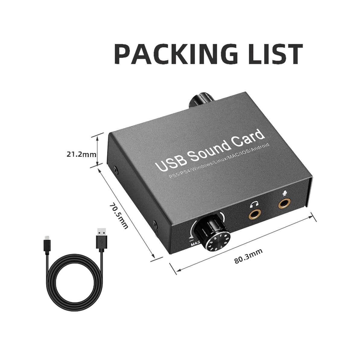 USB-C Sound Card Audio External 3.5mm Microphone Audio Adapter Soundcard for PS4 PC Laptop Headset USB Sound Card