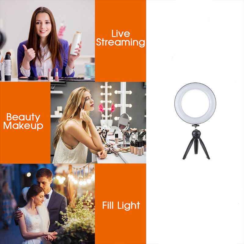 7inch 10X Magnifying Cosmetic Mirror Wall Mounted Adjustable LED Light Makeup Lamp 26cm Ring Light+Tripod