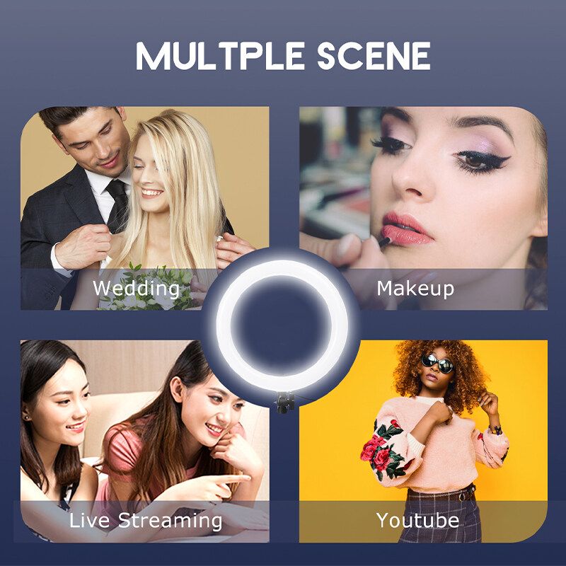 7inch 10X Magnifying Cosmetic Mirror Wall Mounted Adjustable LED Light Makeup Lamp 26cm Ring Light+Tripod