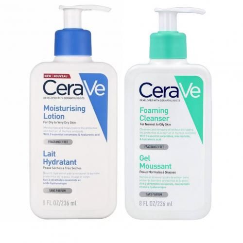 Moisturizing Lotion & Cerave Foaming Cleanser For Normal To Oily Skin 8 Fl Oz/ 236ml