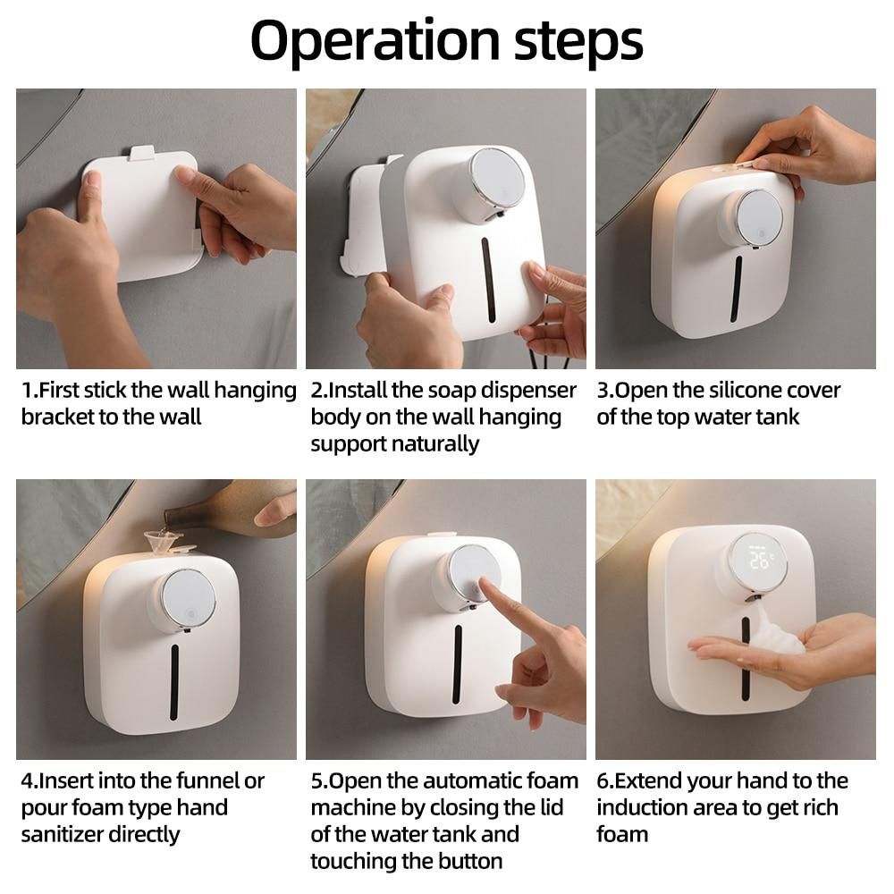 Wall-mounted Automatic Soap Foam Dispenser Infrared Sensor Rechargeable Digital Display Liquid Soap Dispenser Hand Sanitizer