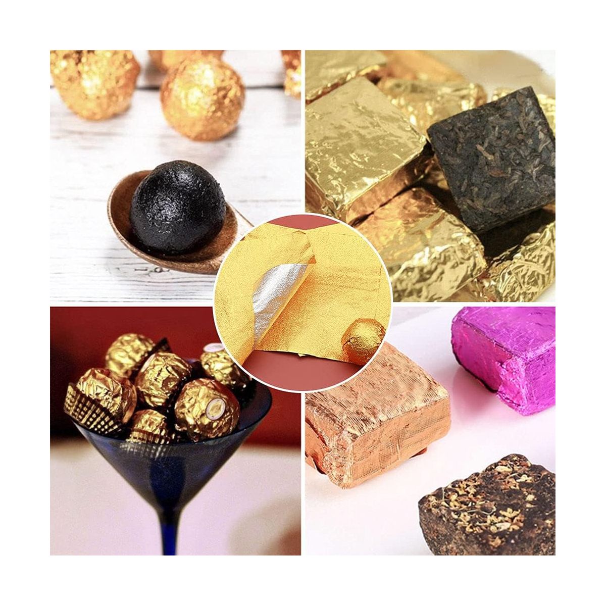 1000 Pcs Foil Candy Wrappers, 4 in X4 in Golden Foil Candy Wrappers for DIY Candy Chocolate Packaging Christmas