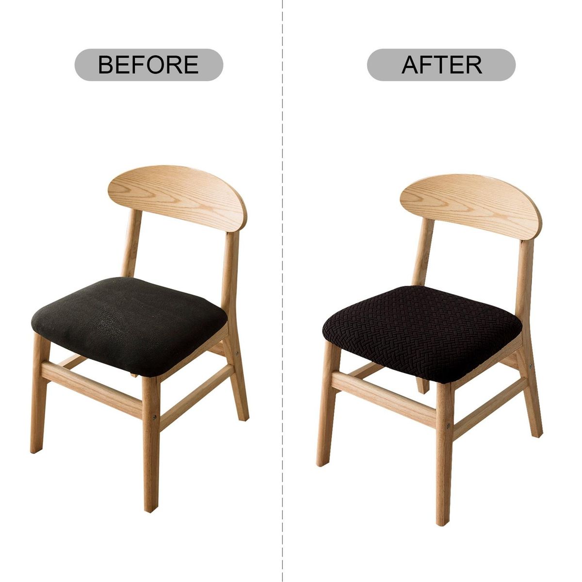 Chair Seat Protector Upholstered Chair Cushion Cover Banquet Decoration Black