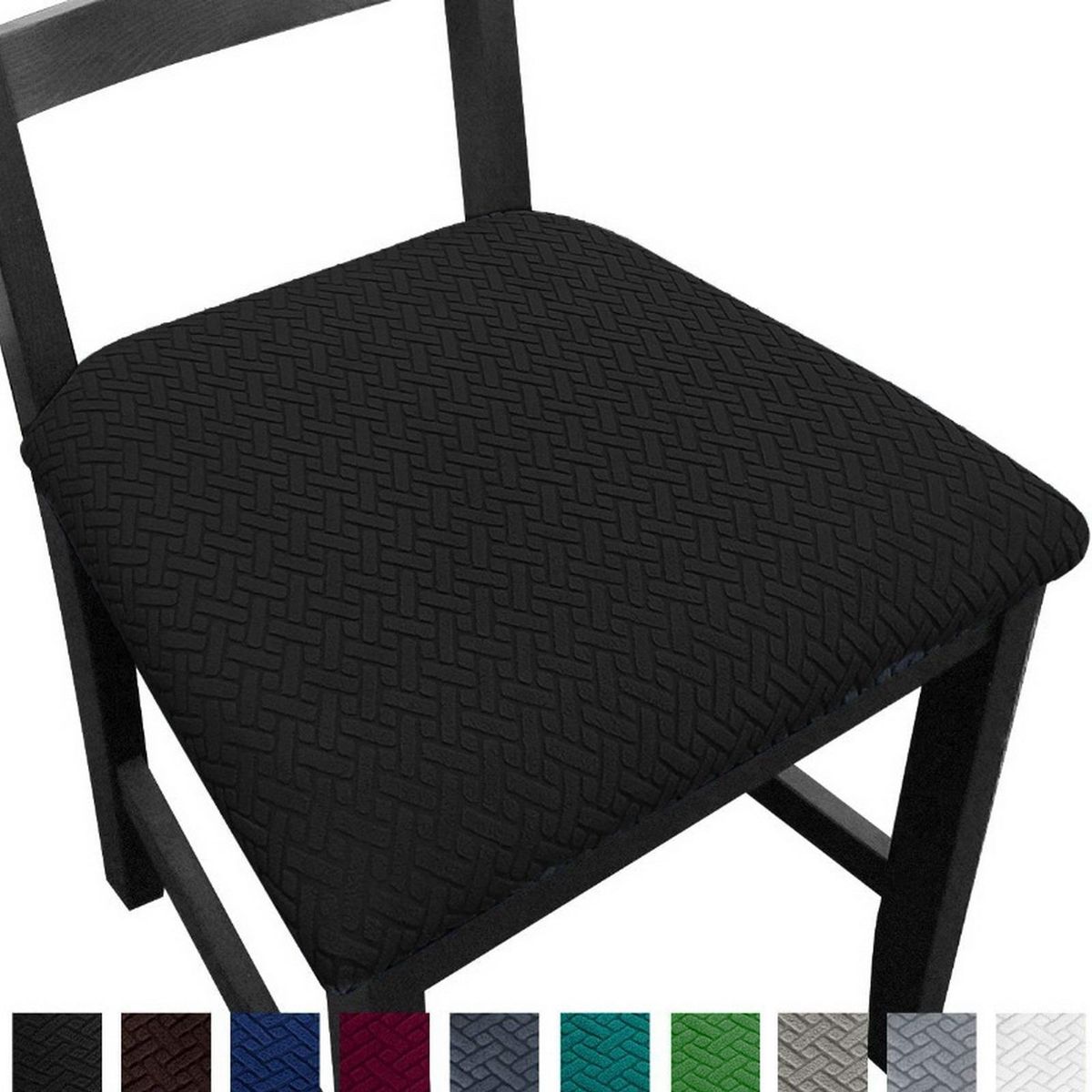 Chair Seat Protector Upholstered Chair Cushion Cover Banquet Decoration Black