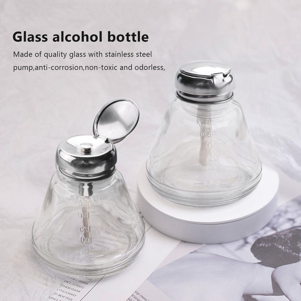 Empty  Pump Dispenser Glass Push Down Press
