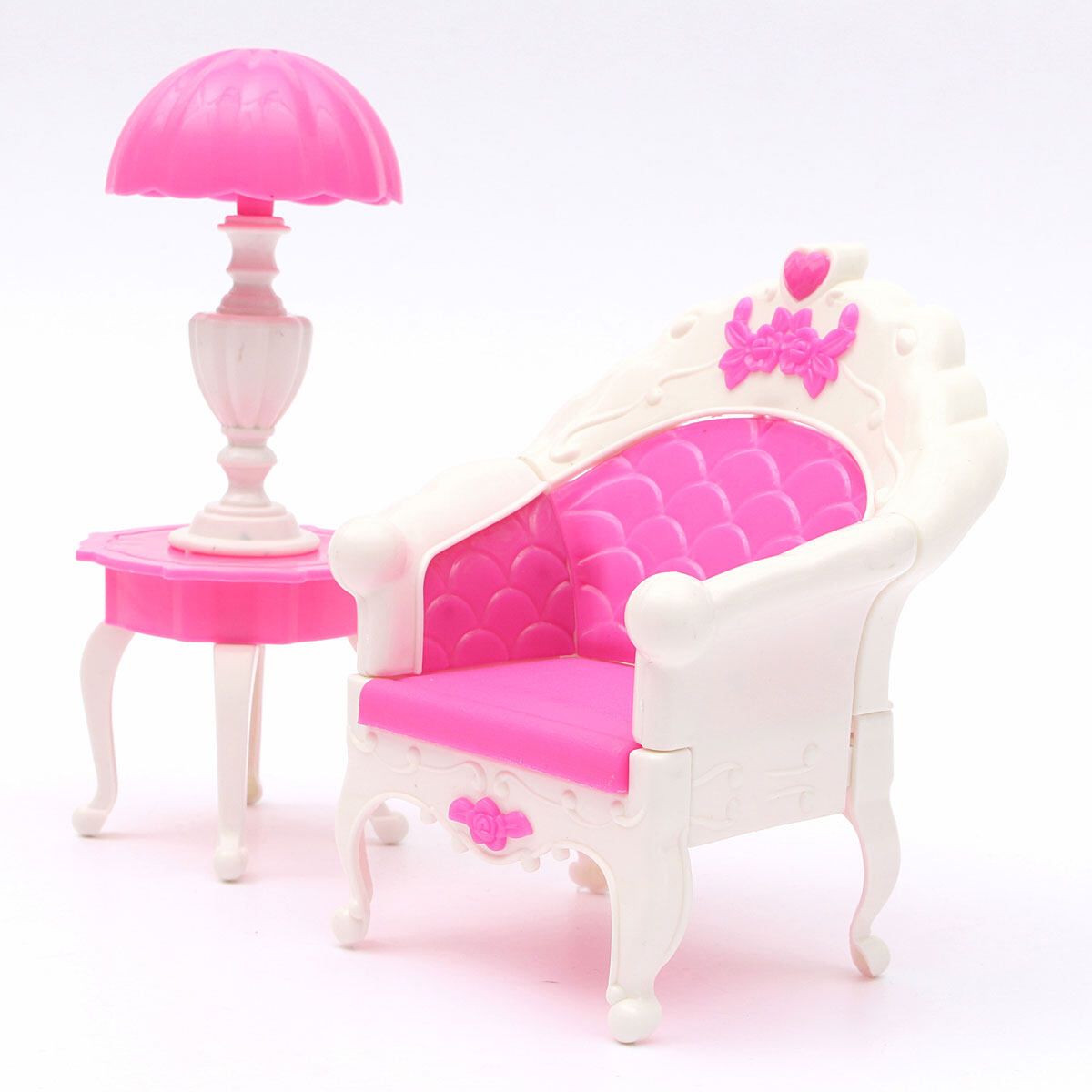 6PCS Pink Furniture Living Room Parlour Sofa Set For Dollhouse Barbie Accessories