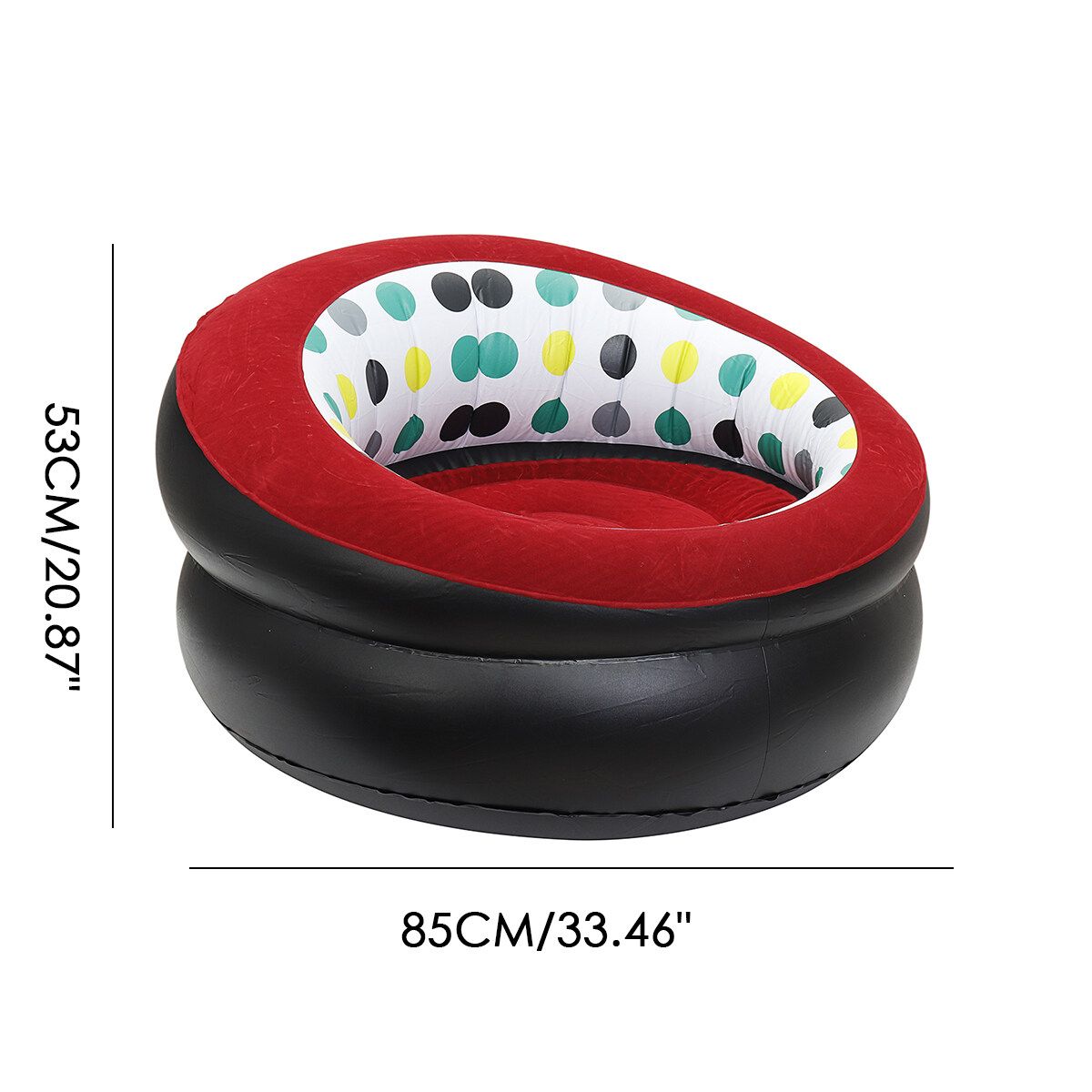 Indoor Inflatable Lounge Chair Portable Lazy Sofa Travel Air Round Seat Adult Red