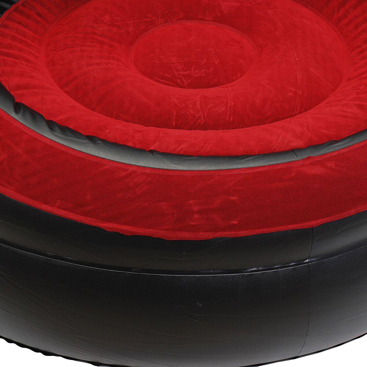 Indoor Inflatable Lounge Chair Portable Lazy Sofa Travel Air Round Seat Adult Red