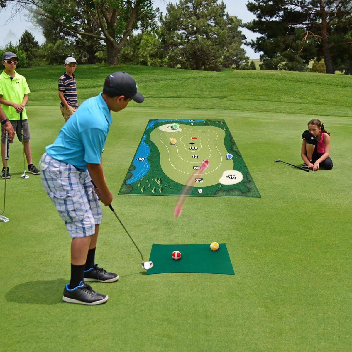 1 Set Golf Hitting Mat Kit Golf Putting Indoor Set Golf Training Aid Equipment