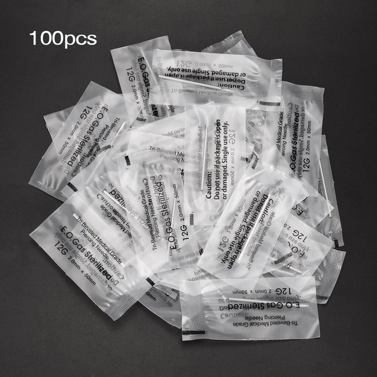 100Pcs Disposable Piercing Needle Stainless Steel Sterile Body Piercing Needles Tat too Accessories Ear Nose Piercing Needles 12/14/16/18/20G
