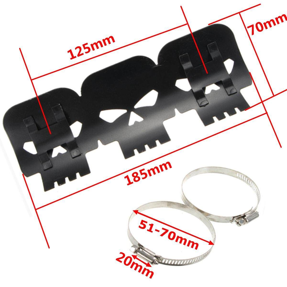 7 1/4'' New Skull Style Universal Exhaust Muffler Pipe Heat Shield Cover Black Black