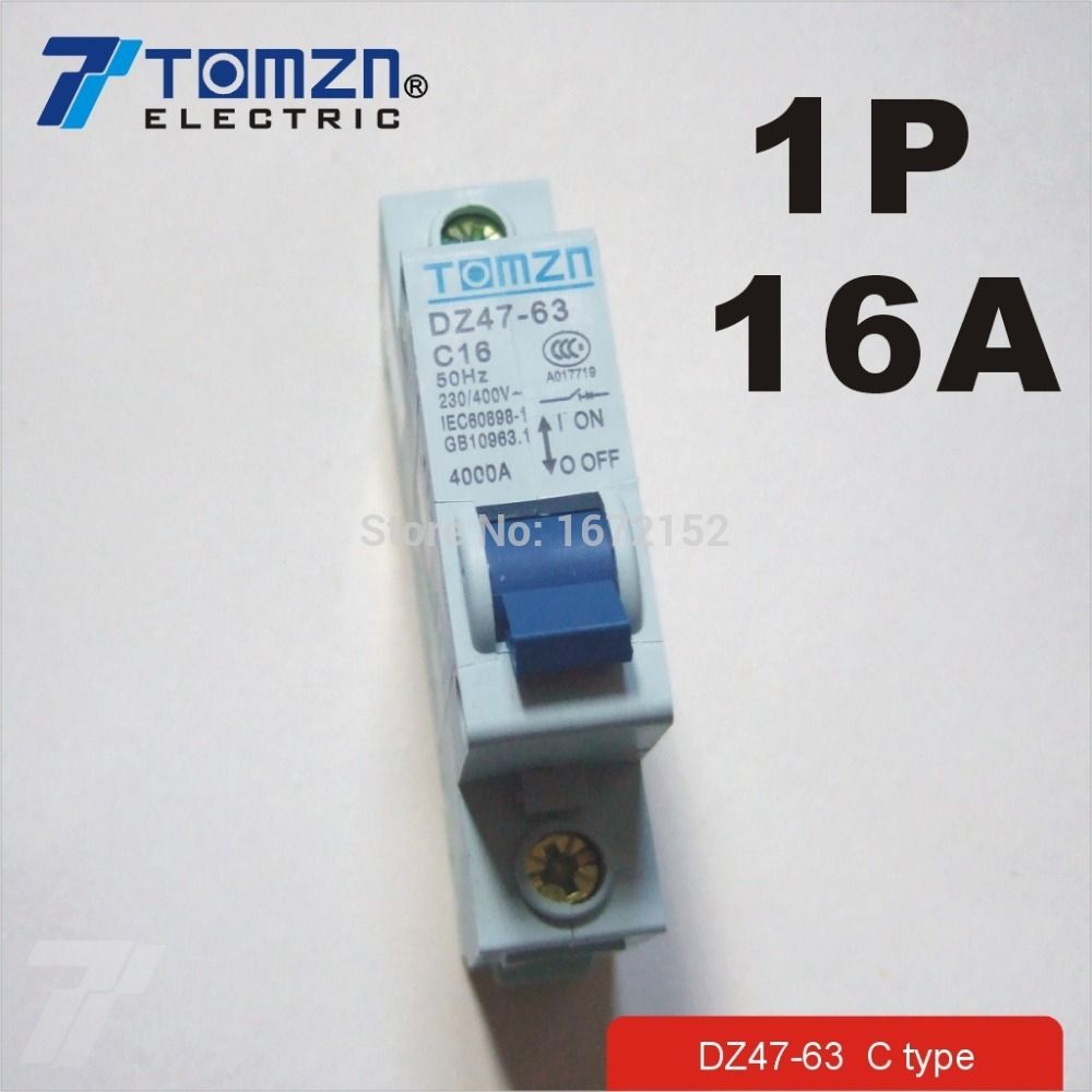 1P 16A 230 400v~ 50HZ 60HZ Mini Circuit Breaker MCB C45