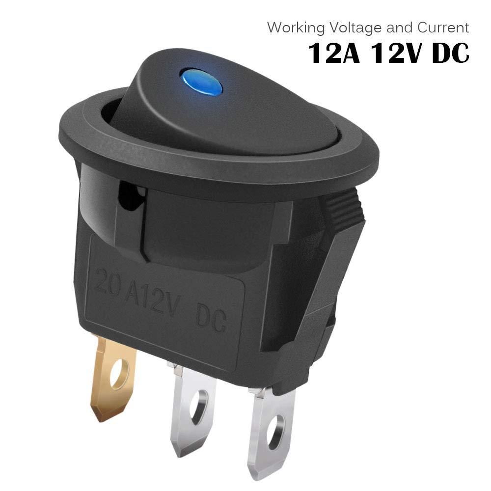 3Pc 12V 20A Rocker Toggle LED Switch Blue Light SPST On-Off Control for Boats Cars Racing Cars Off-Road Vehicles Heavy Trucks RVs ATVs and Anything That Uses a 12 Volt Power