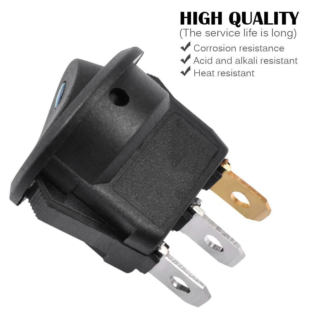 3Pc 12V 20A Rocker Toggle LED Switch Blue Light SPST On-Off Control for Boats Cars Racing Cars Off-Road Vehicles Heavy Trucks RVs ATVs and Anything That Uses a 12 Volt Power