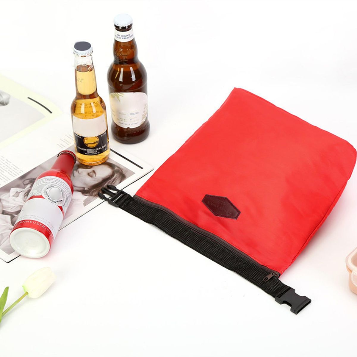 Insulated Lunch Bag School Students Thermal Bento Box Carrying Pouch Red