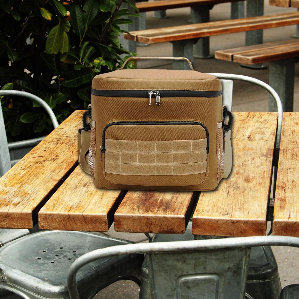 Insulated Lunch Bag Camping BBQ Cooling Bag Khaki
