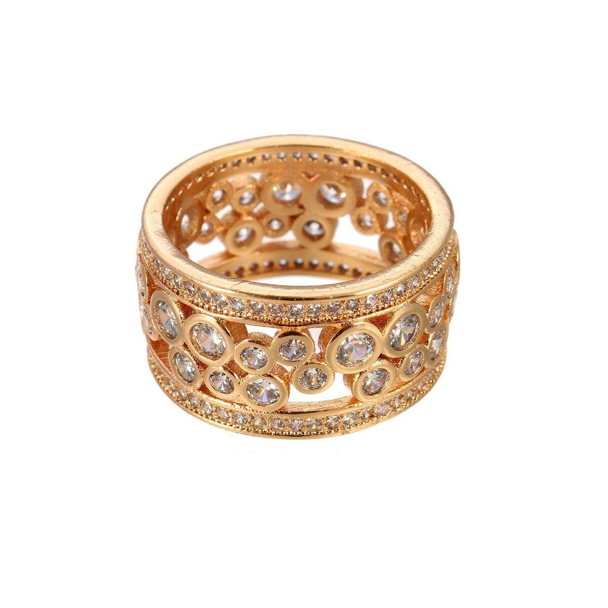 Fashion Charm Jewelry Women Lady Zirconia Ring Wedding Size:8 Gold 8