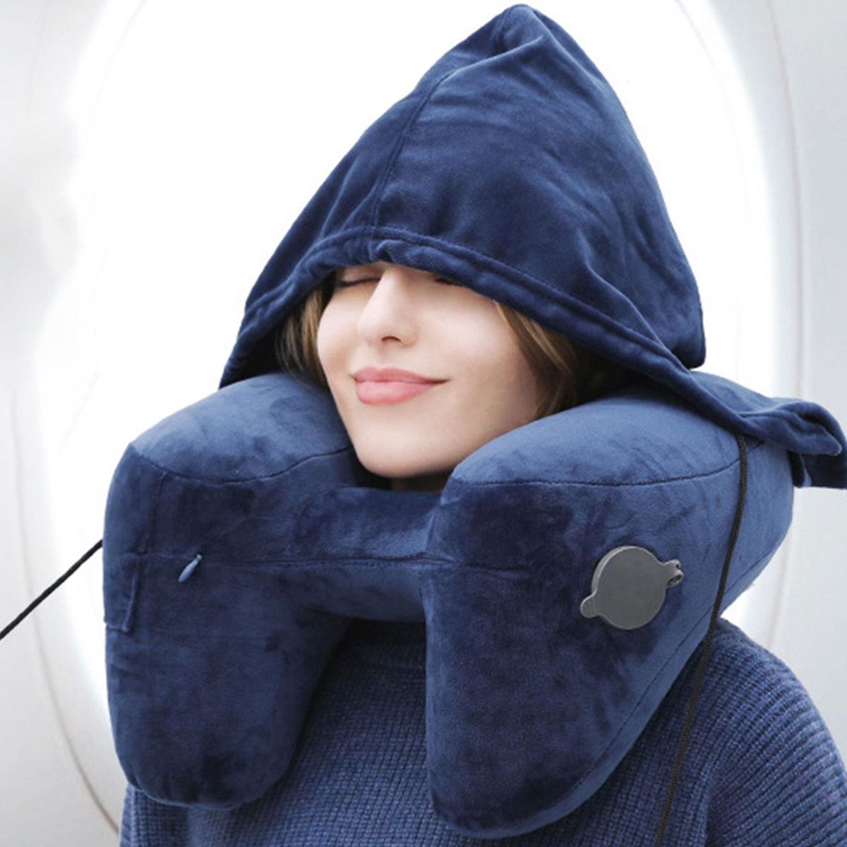 Travel Inflatable Neck Pillow Fast Inflation With Blue