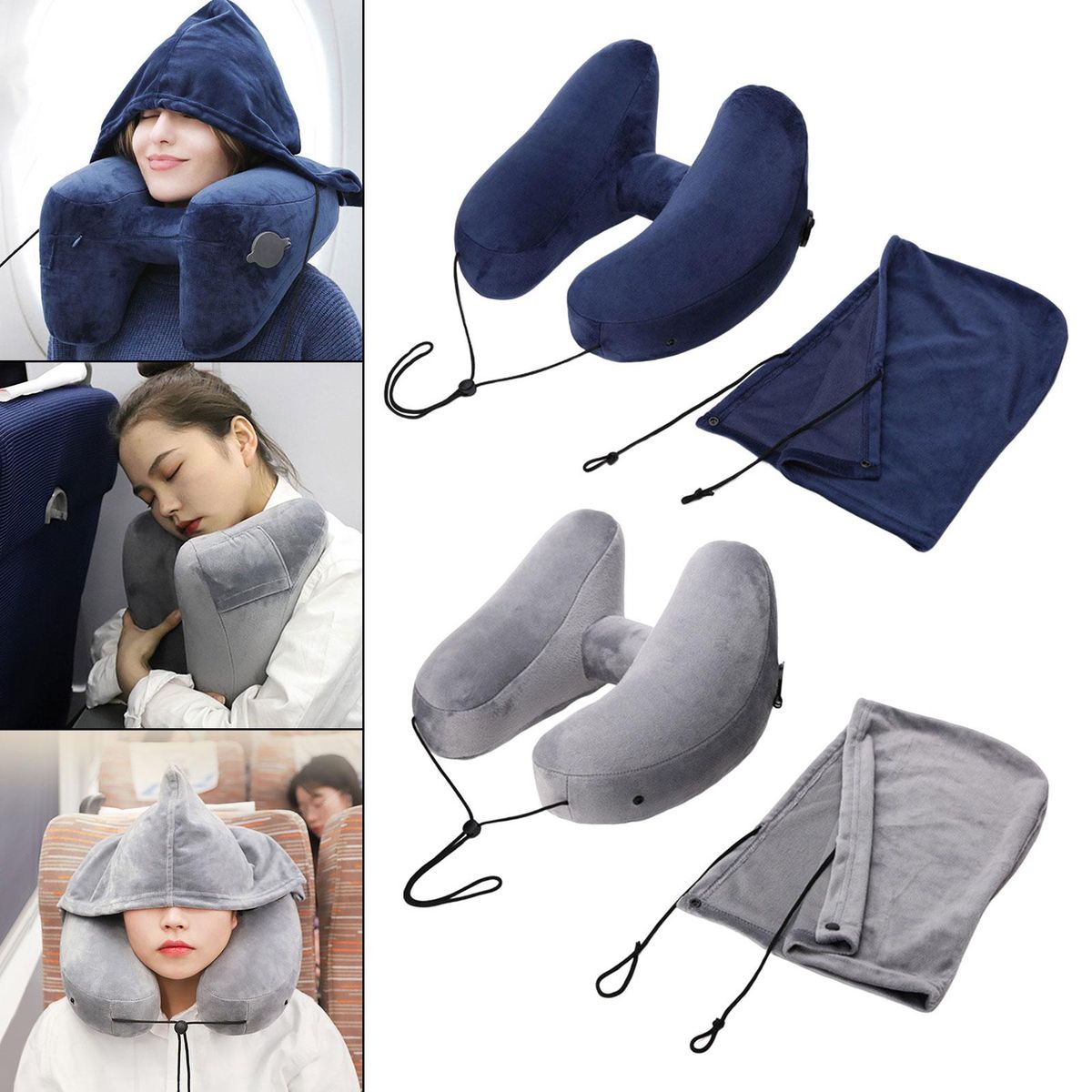 Travel Inflatable Neck Pillow Fast Inflation With Blue