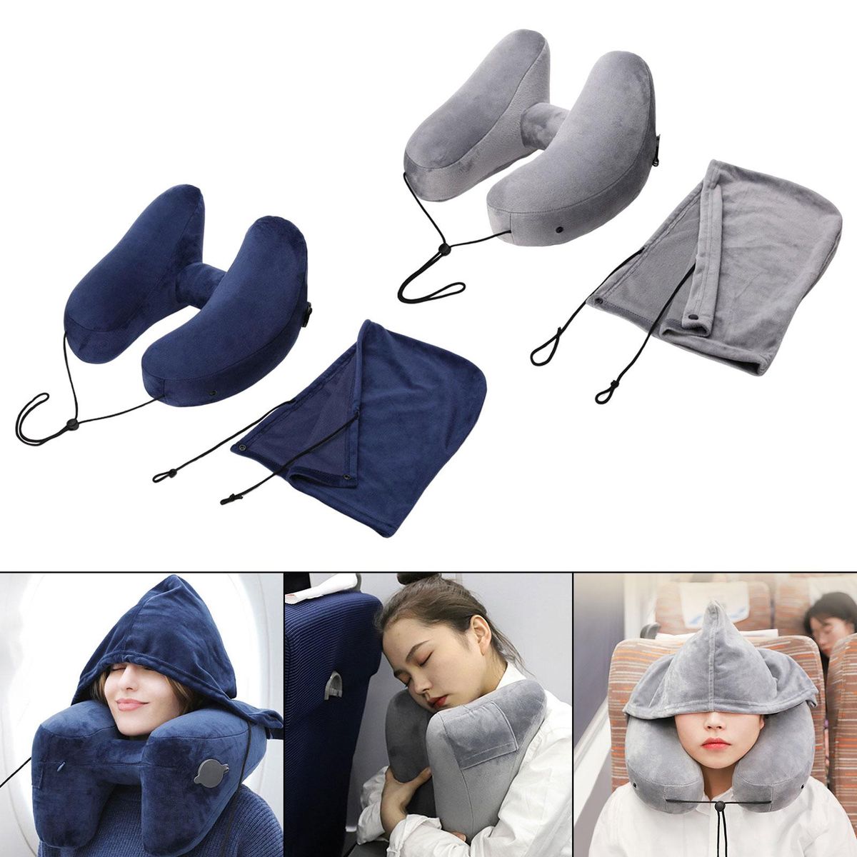 Travel Inflatable Neck Pillow Fast Inflation With Blue