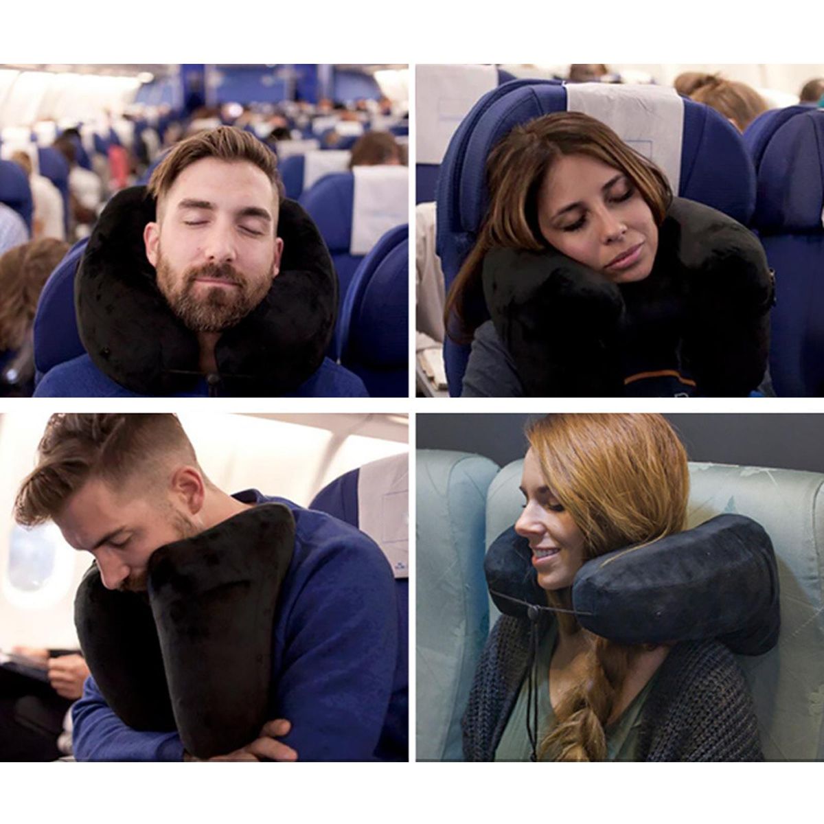 Travel Inflatable Neck Pillow Fast Inflation With Blue